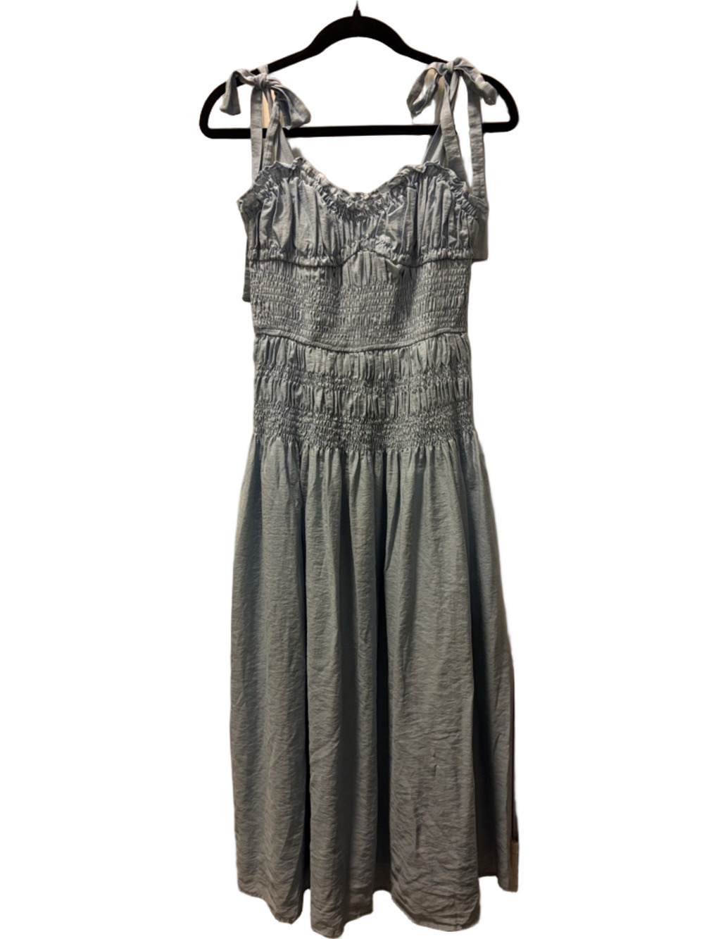 Moon River Tie Shoulder Maxi Dress Light Blue Smocked Cottagecore Size M
